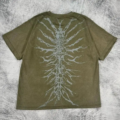 Gothic Skeleton Print T shirt Loose - DRACO COUTURE