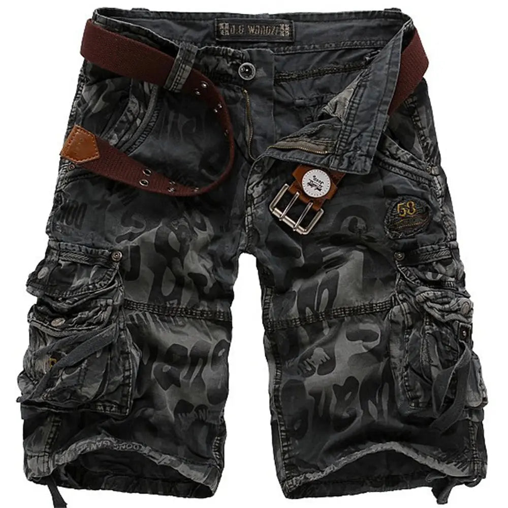 Summer Men's Camouflage Printed Work Shorts Multi-Pocket Zipper Button Military Combat Five Shorts Daily Street Casual Shorts - DRACO COUTURE