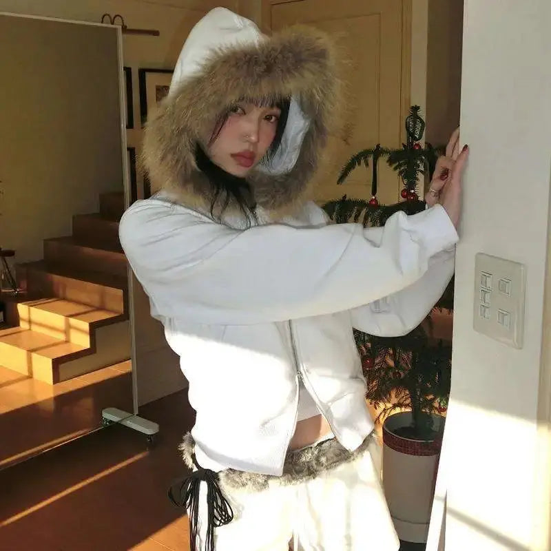 Y2k Korean Zip Hoodie Japanese Winter - DRACO COUTURE