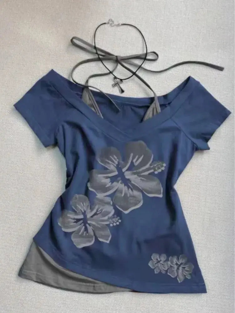 2024 Summer Sexy One Shoulder Design Y2k Vintage T-Shirts - DRACO COUTURE