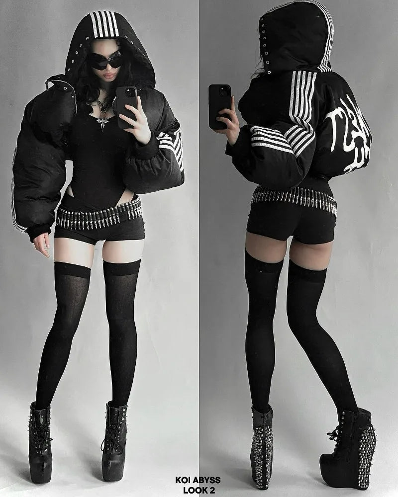 Y2K gestreifte Winterjacke 