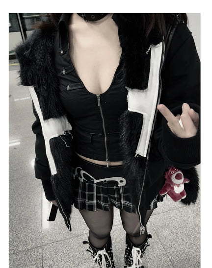 Kurtka Zimowa Faux Fur Punk