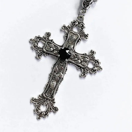 Gothic Big Zircon Cross Necklace Unisex Y2K Irregular Goth Large Cross Pendant Necklaces  for Men Women Couple Necklace Jewelry - DRACO COUTURE