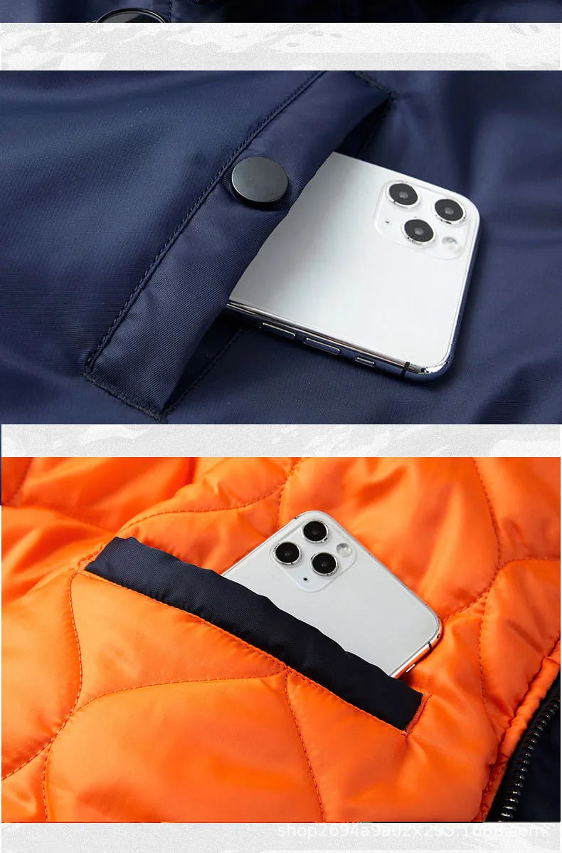 ABOORUN Men's MA1 Bomber Jackets Army Cotton Padded Coats