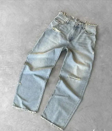 Czarne Baggy Jeans Y2K