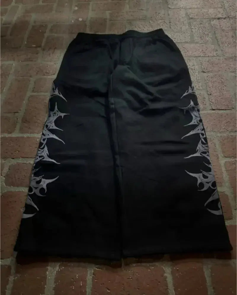 Harajuku Casual Pants Harajuku Gothic Graphic Print Elastic Waist Cotton Straight Jogging Trousers Men Women Hip Hop Street Wear - DRACO COUTURE