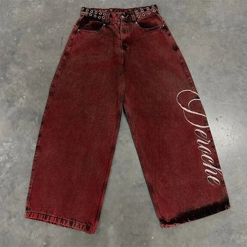 Y2K Baggy Jeans Red Vintage