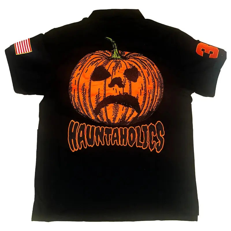 Y2K Haunted Polo Shirts Halloween Devil Pumpkin Pattern Embroidery Men Women Streetwear Gothic Hip Hop Rock Lapel Short Sleeves - DRACO COUTURE