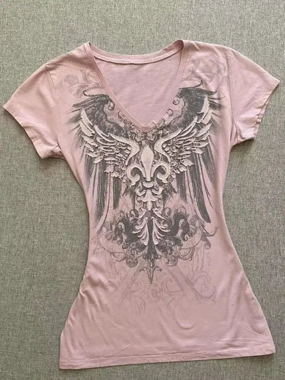 2025 Summer Y2k V-neck Tops - DRACO COUTURE
