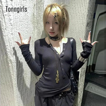 T Shirt Long Sleeve Y2k Japanese - DRACO COUTURE