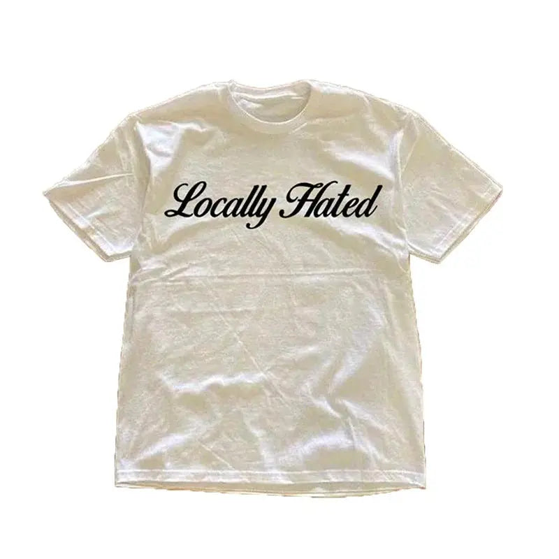 Y2K Cotton T-shirt Locally Hated - DRACO COUTURE