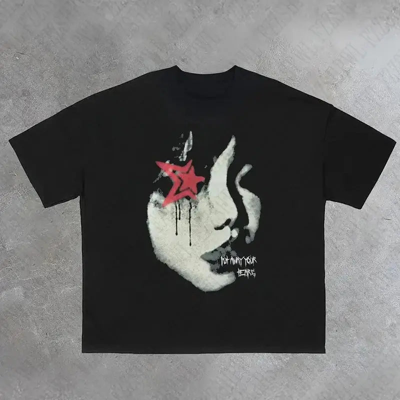 Star Girl T-shirt Black Vintage - DRACO COUTURE
