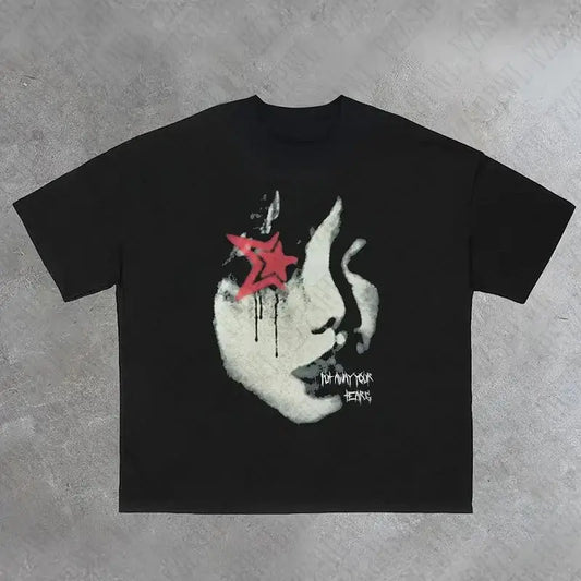 Star Girl T-shirt Black Vintage - DRACO COUTURE
