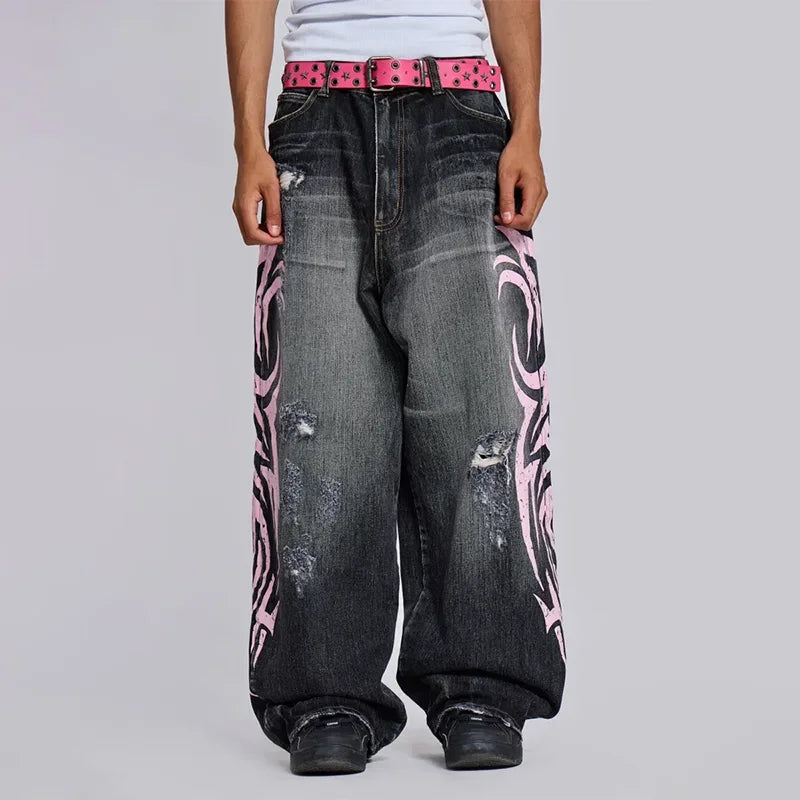 Y2K Baggy Distressed Jeans Men