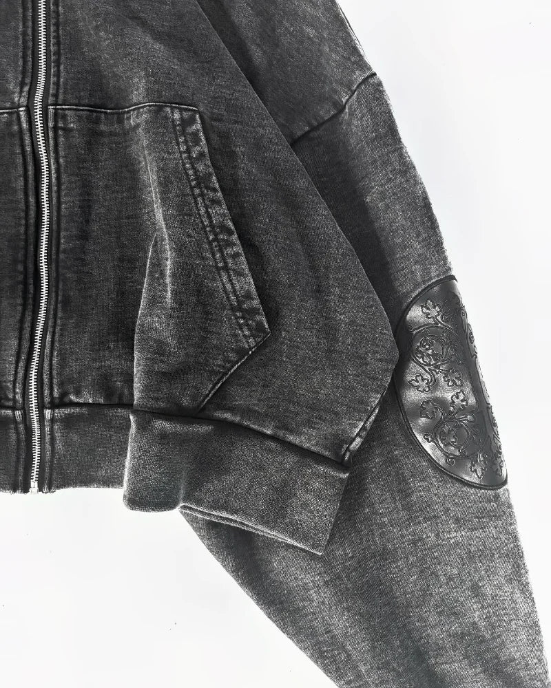 Washed Streetwear Hoodie Grau