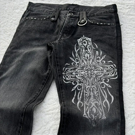 Czarne Flared Jeans Y2K