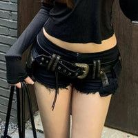 American High Street Y2k Babes Mini Shorts Vintage Wasteland Style Cargo Denim Pants Women Retro Low Rise Hot Pants Summer 2025 DRACO COUTURE