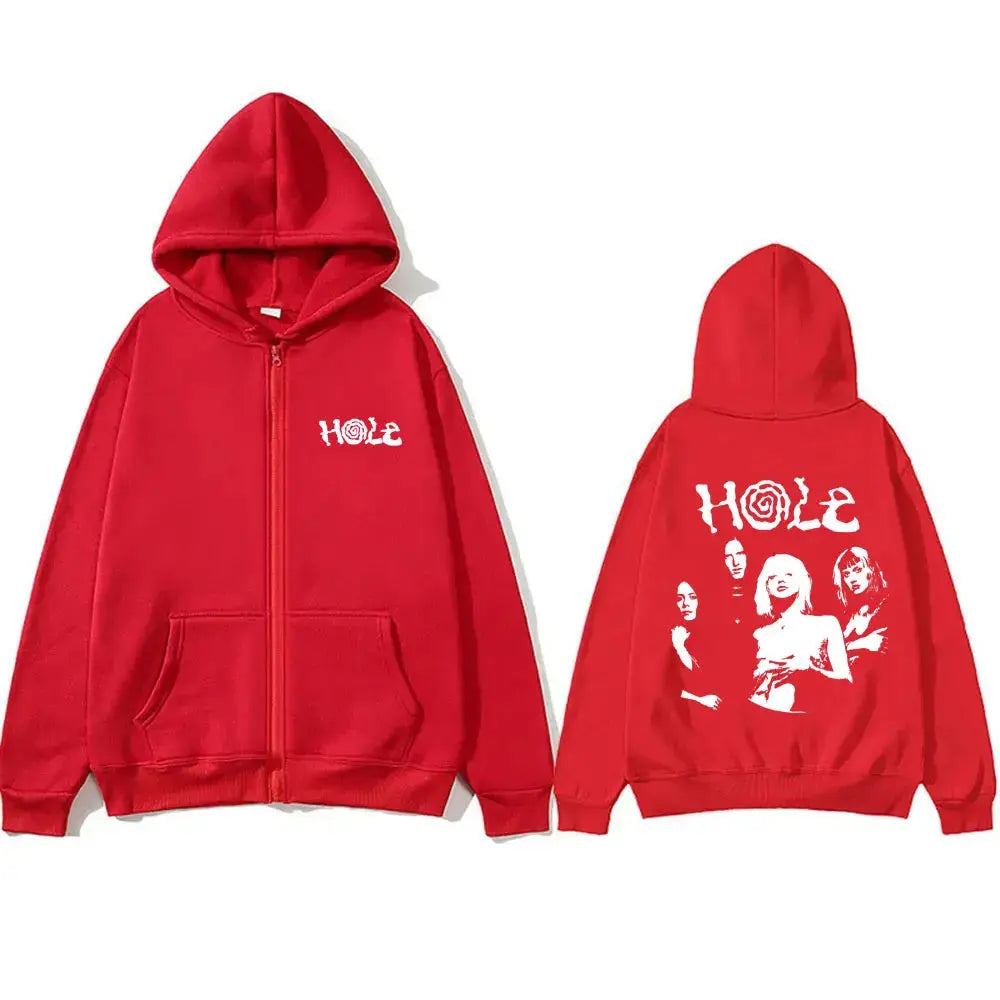 Alternative Rock Band Hole Courtney Love Zipper Hoodie Men Fashion Vintage Zip Up Jacket Men's Gothic Oversized Zip Up Hoodies - DRACO COUTURE