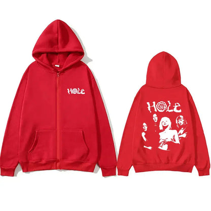 Alternative Rock Band Hole Courtney Love Zipper Hoodie Men Fashion Vintage Zip Up Jacket Men's Gothic Oversized Zip Up Hoodies - DRACO COUTURE