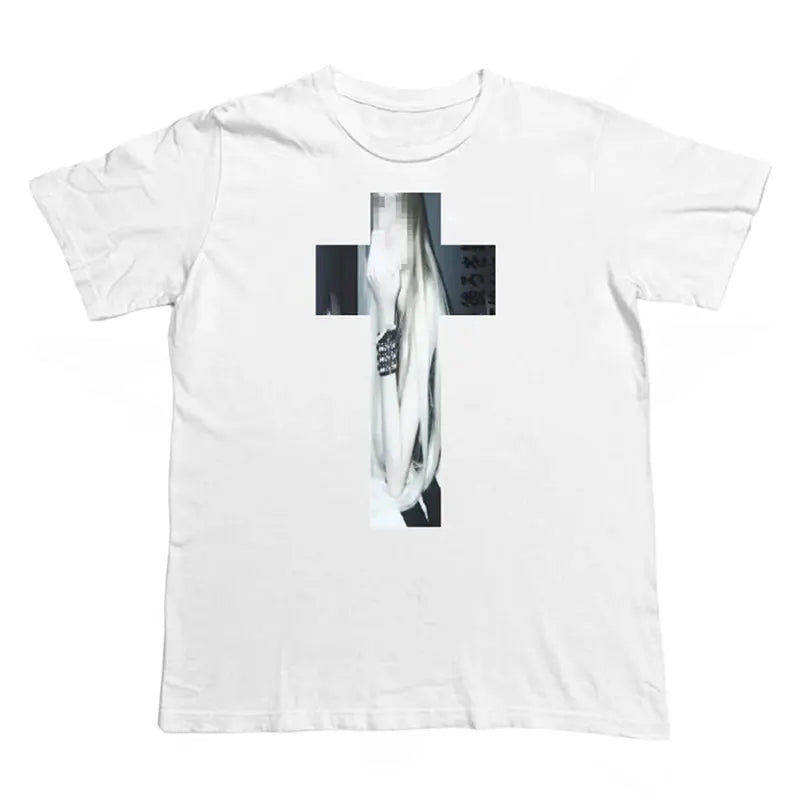 Cross Hip Hop Harajuku Graphic Print Pure cotton Tee Chic Streetwear Punk Short Sleeve T-shirt Vintage Gothic Y2K Cotton T-shirt - DRACO COUTURE