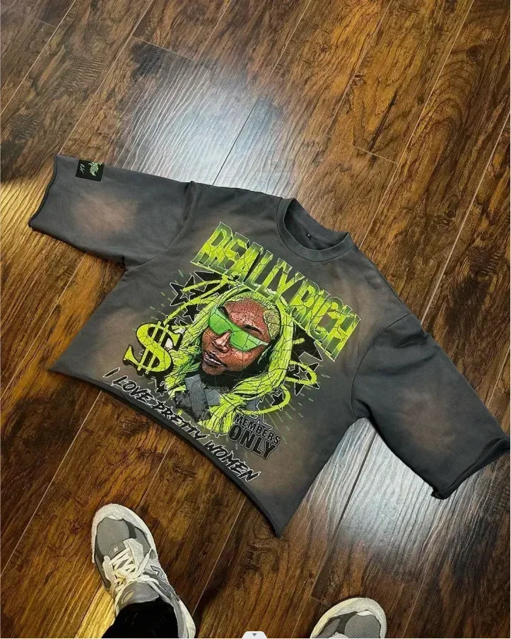 Y2K-Affliction Langarm-T-Shirt, weiß, Rundhalsausschnitt, Oversized-Schnitt, neu, Herren/Damen, Freizeit, Gothic, Baumwolle, Streetwear