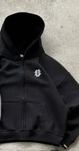 Denim Streetwear Trainingsanzug-Set