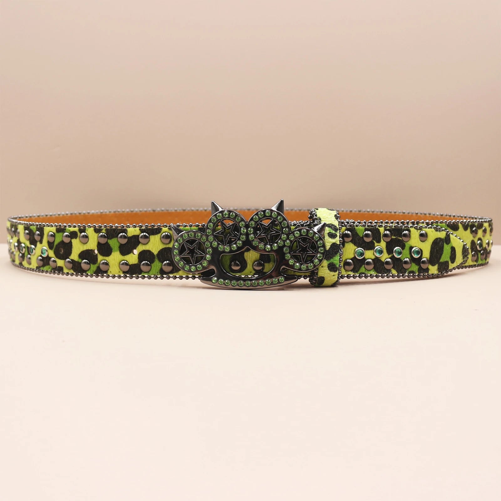 Y2K Strassgürtel mit Leopardenmuster – Western-Denim-Rock-Stil