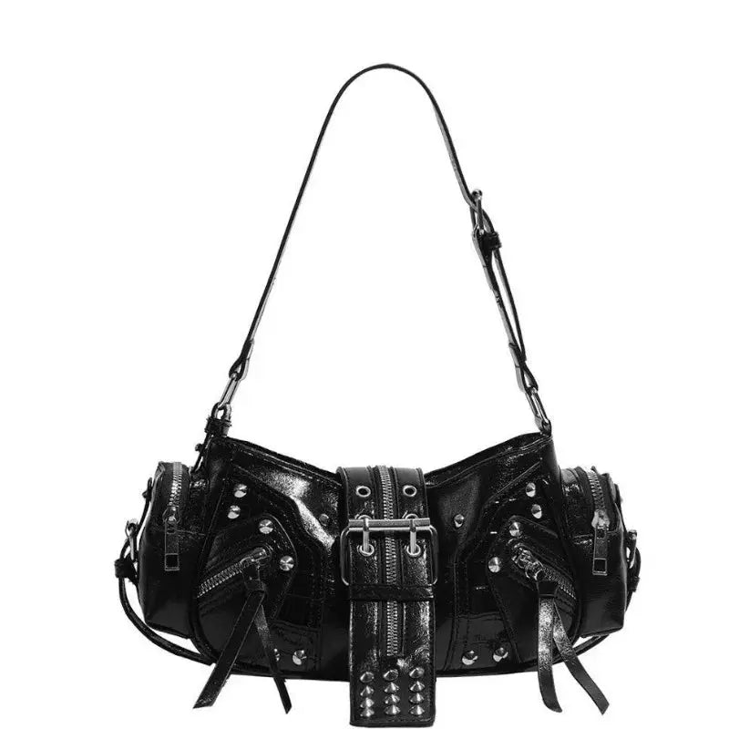 Y2k Black Motorcycle Shoulder Bag - DRACO COUTURE