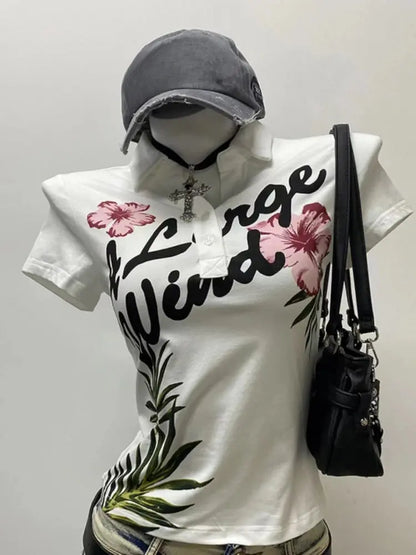 2024 Summer Sexy One Shoulder Design Y2k Vintage T-Shirts - DRACO COUTURE