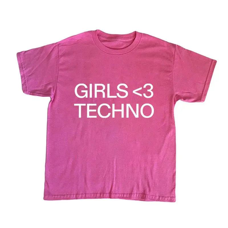 GIRLS <3 TECHNO T-shirt Y2K - DRACO COUTURE