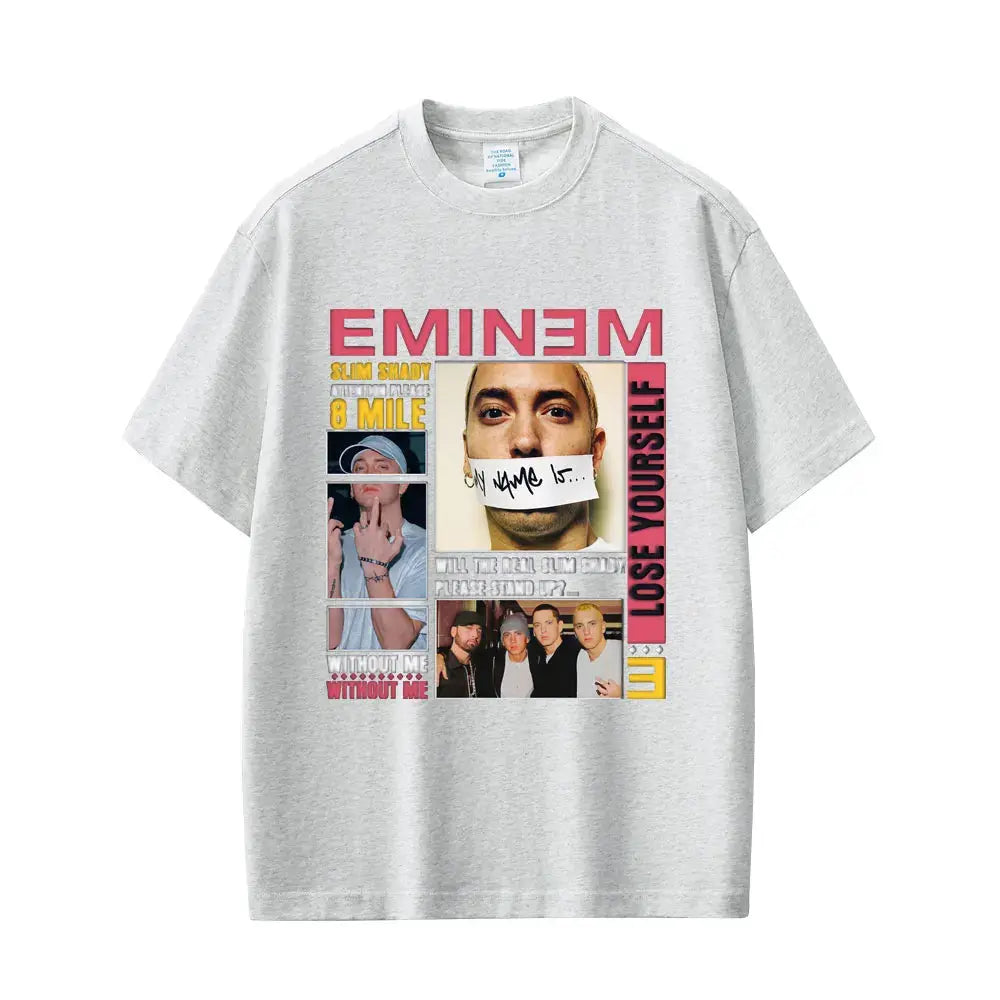 Rapper Eminem Slim Shady Pop Music T-shirt Men's Clothing Vintage Streetwear Men Women Hip Hop Fashion Short Sleeve Tops T Shirt - DRACO COUTURE