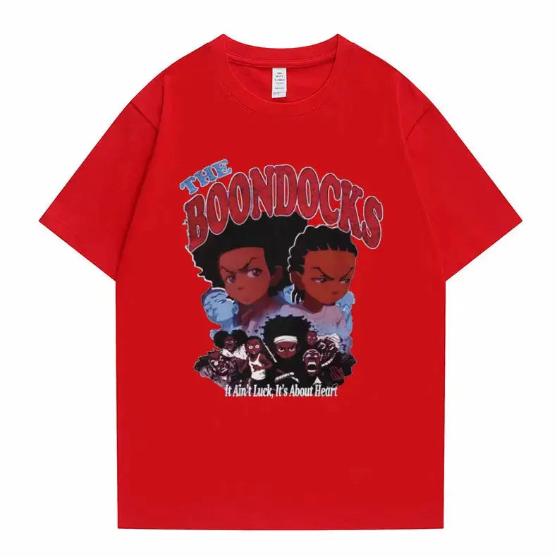 New The Boondocks Huey and Riley Print T-shirt Men Women Casual Fashion Tshirt Funny Man Cotton Tee Short Sleeve Hip Hop T Shirt - DRACO COUTURE