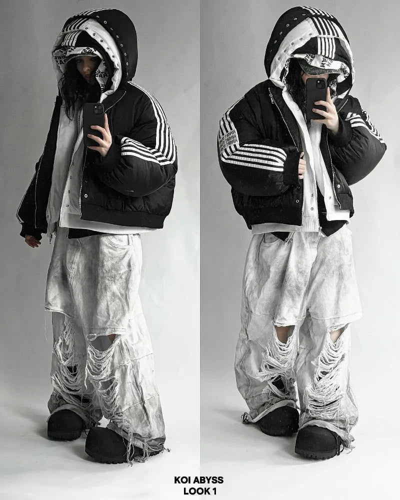 Y2K gestreifte Winterjacke 