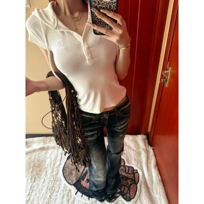 American Vintage Low Waist Heavy Work Weed Damenjeans Summer Street Y2K Spicy Scratch Micro Flared Pants Blaue lange Hose