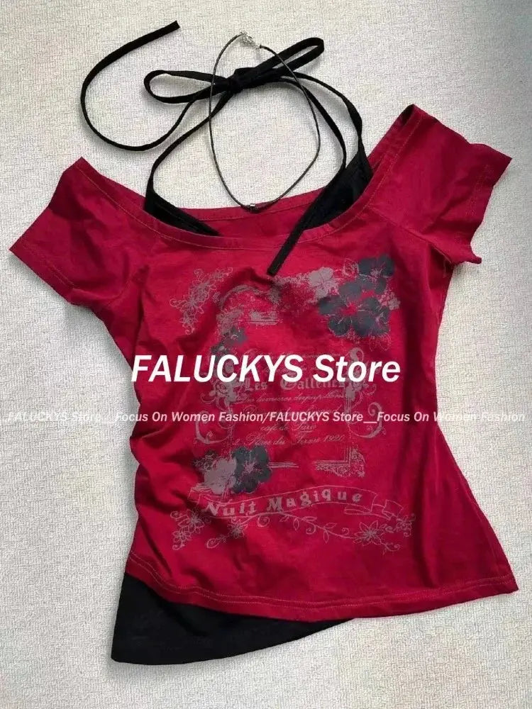T-Shirt Women Y2K Streetwear Hot Girl Slim Fit - DRACO COUTURE