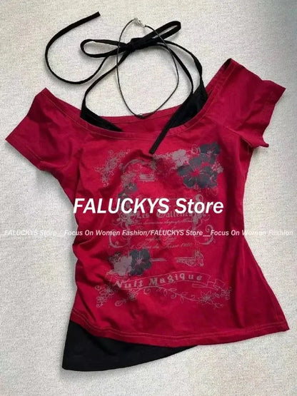 T-Shirt Women Y2K Streetwear Hot Girl Slim Fit - DRACO COUTURE