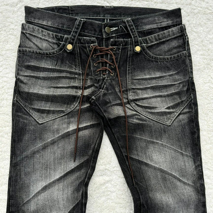 Y2K Flared Lace Up Jeans
