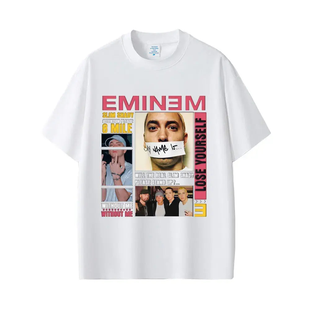 Rapper Eminem Slim Shady Pop Music T-shirt Men's Clothing Vintage Streetwear Men Women Hip Hop Fashion Short Sleeve Tops T Shirt - DRACO COUTURE