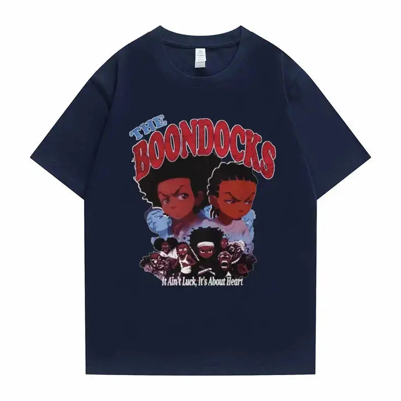 New The Boondocks Huey and Riley Print T-shirt Men Women Casual Fashion Tshirt Funny Man Cotton Tee Short Sleeve Hip Hop T Shirt - DRACO COUTURE