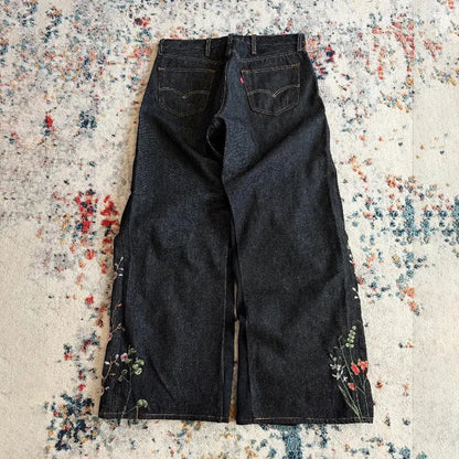 Y2K Blossom Baggy Jeans - DRACO COUTURE