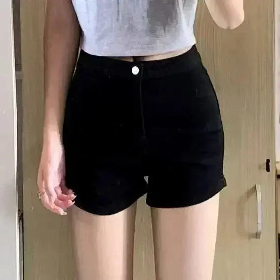 Retro Angel Wing Denim Shorts Y2K Women Gothic Hip Hop Pocket Embroidery Retro Black Baggy Shorts High Waist Slim Fit Mini Skirt - DRACO COUTURE