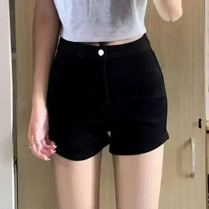 Retro Angel Wing Denim Shorts Y2K Women Gothic Hip Hop Pocket Embroidery Retro Black Baggy Shorts High Waist Slim Fit Mini Skirt - DRACO COUTURE