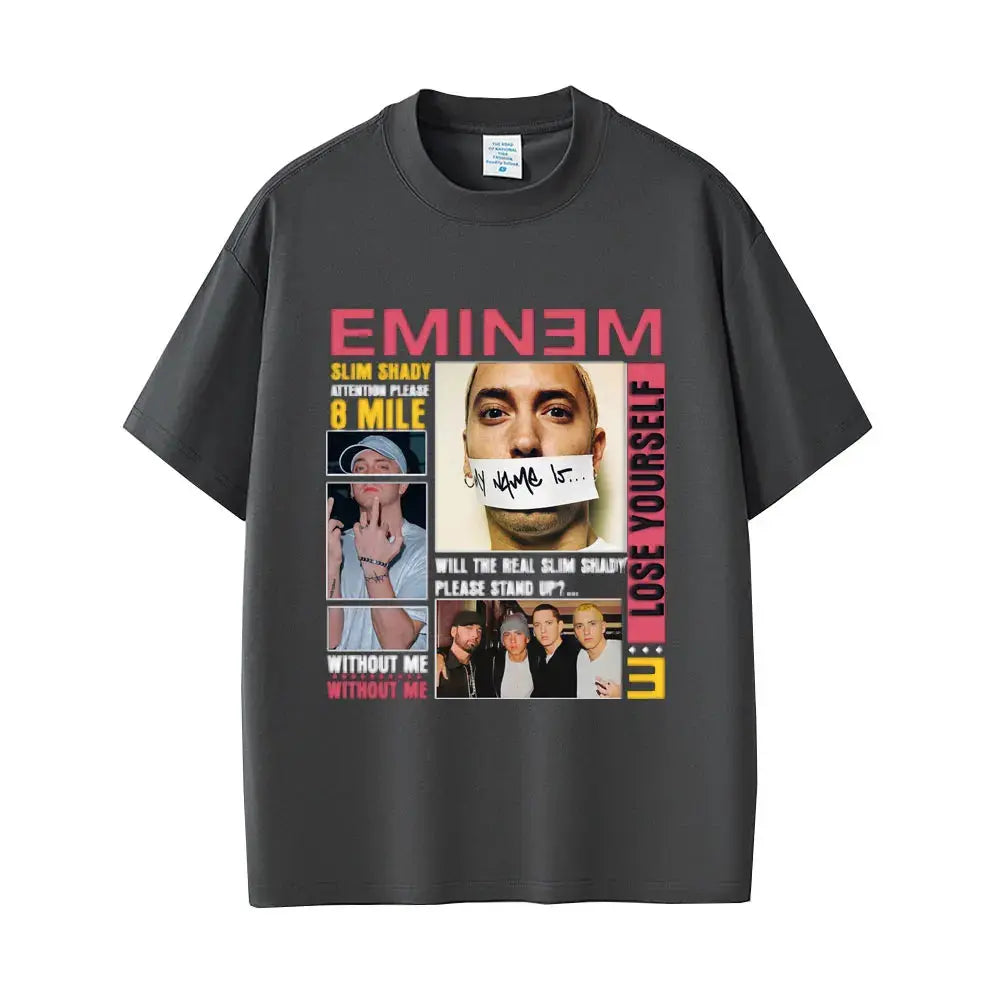 Rapper Eminem Slim Shady Pop Music T-shirt Men's Clothing Vintage Streetwear Men Women Hip Hop Fashion Short Sleeve Tops T Shirt - DRACO COUTURE