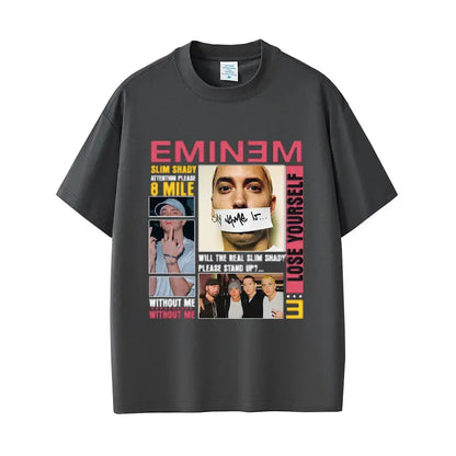 Rapper Eminem Slim Shady Pop Music T-shirt Men's Clothing Vintage Streetwear Men Women Hip Hop Fashion Short Sleeve Tops T Shirt - DRACO COUTURE