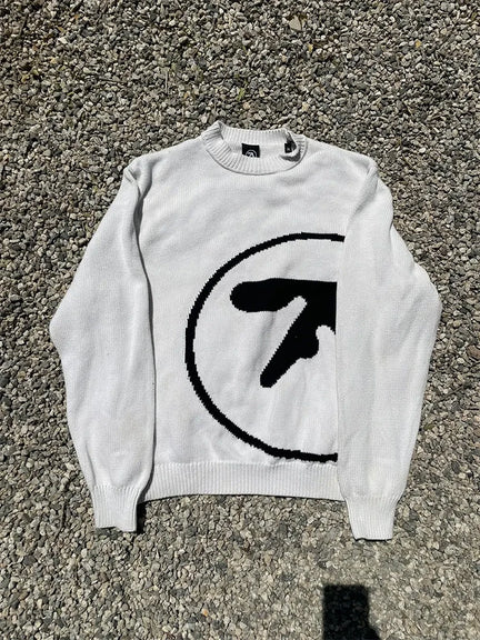 Aphex Twin Knit Sweater – Y2K Graphic Oversize Pullover