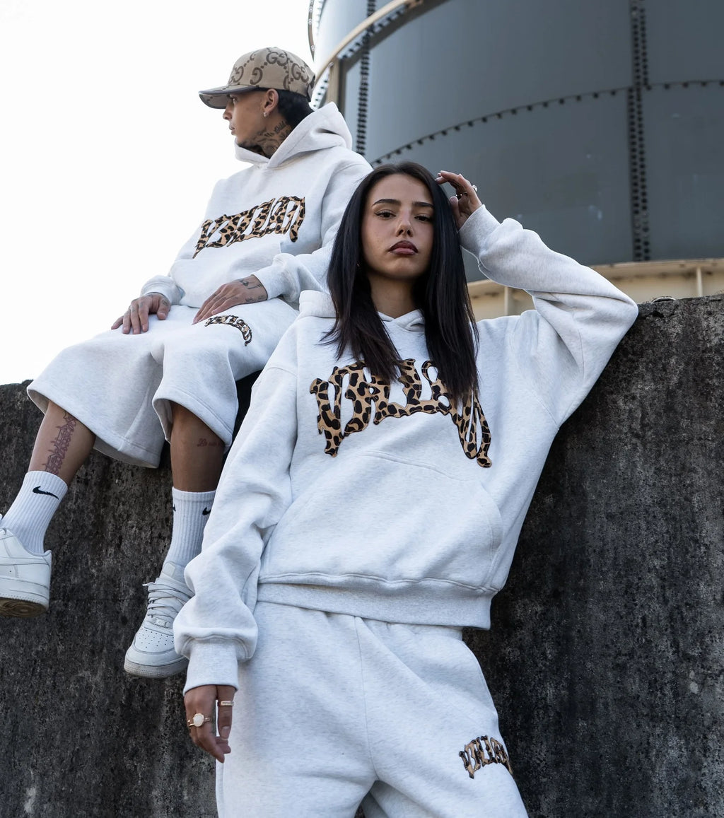 3-teiliges Sportbekleidungsset Y2K für Damen und Herren im Retro-Stil mit Leopardenmuster und Patchwork-Design, amerikanische Streetwear, Unisex, lässig-kastenförmig, Paar-Bekleidung