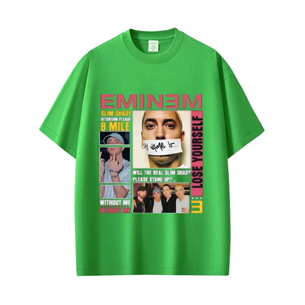 Rapper Eminem Slim Shady Pop Music T-shirt Men's Clothing Vintage Streetwear Men Women Hip Hop Fashion Short Sleeve Tops T Shirt - DRACO COUTURE