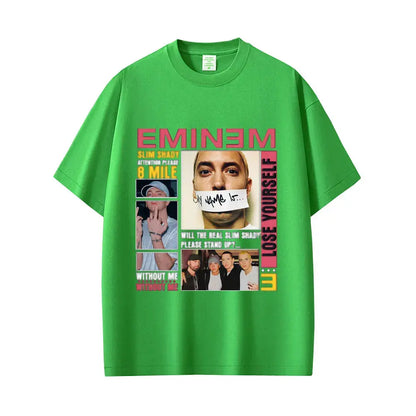Rapper Eminem Slim Shady Pop Music T-shirt Men's Clothing Vintage Streetwear Men Women Hip Hop Fashion Short Sleeve Tops T Shirt - DRACO COUTURE