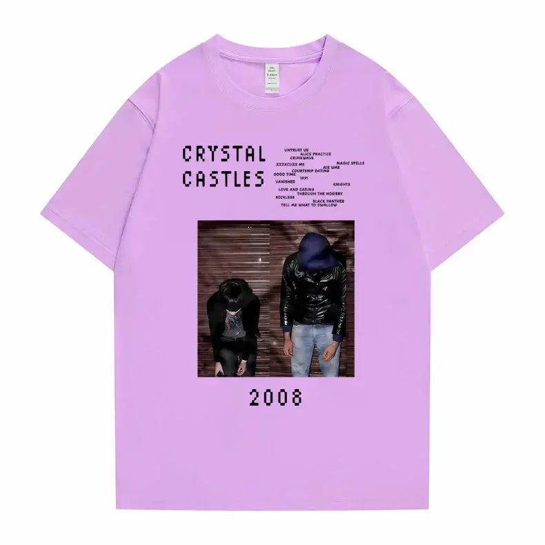 Crystal Castles Graphic T Shirts Male Gothic Music Band T Shirt Men's Vintage Tshirt Men Women Hip Hop Rock Oversized T-shirts - DRACO COUTURE