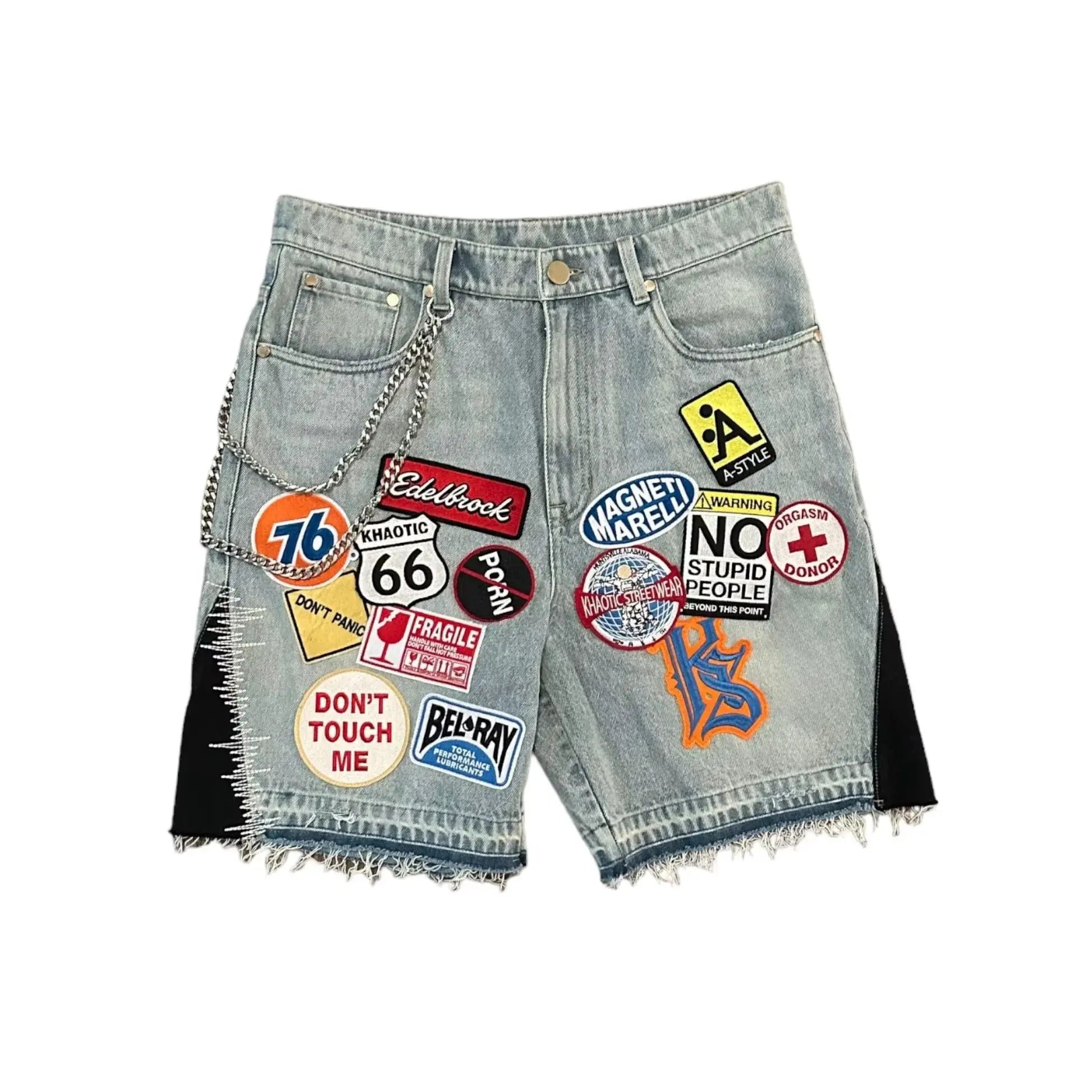 Streetwear Japanese Denim Shorts Y2K Jeans Mens Womens Harajuku Hip Hop Cartoon Baggy Shorts High Waist Casual Shorts - DRACO COUTURE